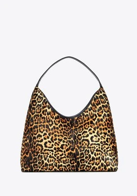 Damska torebka typu hobo ze skóry naturalnej w panterkę czarno - brązowa Wittchen