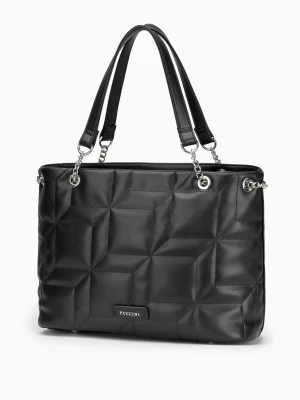 Damska torebka typu shopper z przeszyciami czarna Puccini