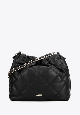 Damska torebka typu worek na łańcuszku czarna Wittchen