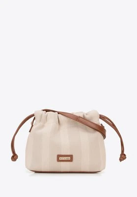 Damska torebka typu worek z troczkami mała beżowo - brązowa Wittchen