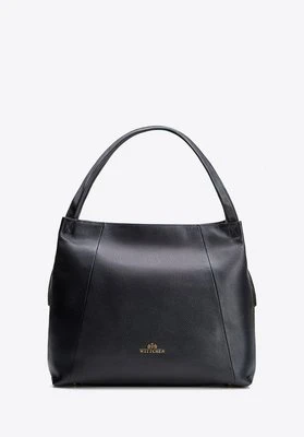 Damska torebka typu worek ze skóry czarno - złota Wittchen