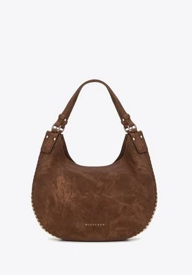 Damska torebka worek w dekoracyjne dżety brązowa Wittchen