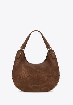 Damska torebka worek w dekoracyjne dżety brązowa Wittchen