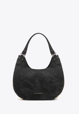 Damska torebka worek w dekoracyjne dżety czarna Wittchen