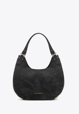 Damska torebka worek w dekoracyjne dżety czarna Wittchen