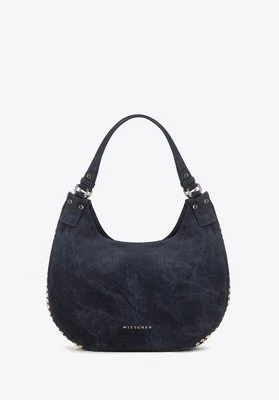 Damska torebka worek w dekoracyjne dżety granatowa Wittchen