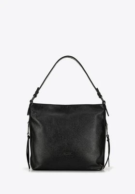 Damska torebka worek z ekoskóry połyskująca czarna Wittchen