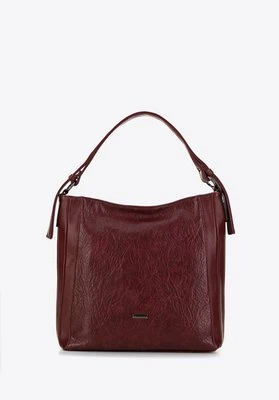 Damska torebka worek z ekoskóry z nitami bordowa Wittchen