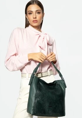 Damska torebka worek z ekoskóry z nitami zielona Wittchen