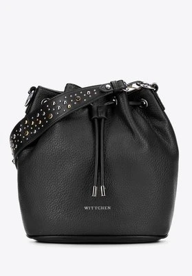 Damska torebka worek z imitacji skóry z dżetami czarna Wittchen