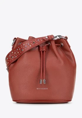 Damska torebka worek z imitacji skóry z dżetami czerwona Wittchen