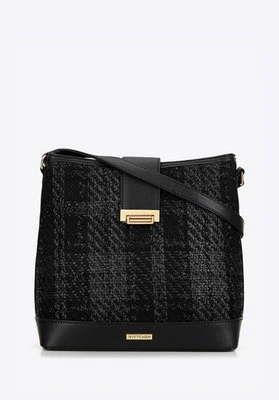 Damska torebka worek z tkaniny bouclé czarna Wittchen