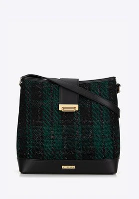 Damska torebka worek z tkaniny bouclé czarno - zielona Wittchen