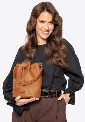 Damska torebka worek z troczkami brązowa Wittchen