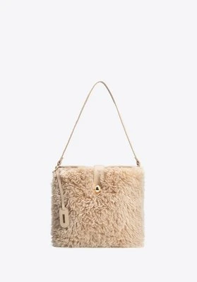 Damska torebka worek ze sztucznego futerka beżowa Wittchen