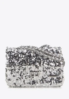 Damska torebka z cekinami na łańcuszku srebrna Wittchen