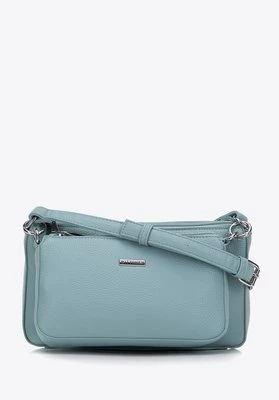 Damska torebka z ekoskóry podwójna z ozdobnym łańcuszkiem niebieska Wittchen