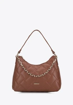 Damska torebka z ekoskóry z pikowaniem w prostokąty i kwadraty brązowa Wittchen