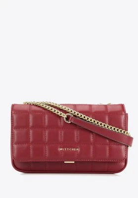 Damska torebka z pikowanej skóry podłużna bordowa Wittchen