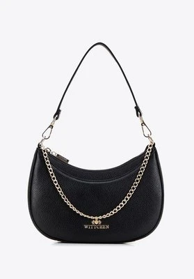 Damska torebka ze skóry naturalnej z ozdobnym łańcuszkiem czarna Wittchen