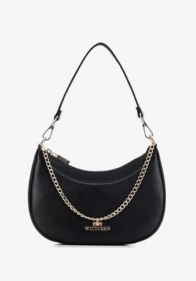 Damska torebka ze skóry naturalnej z ozdobnym łańcuszkiem czarna Wittchen