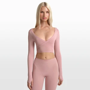 Zdjęcie produktu Damska wiązana koszulka z długim rękawem NikeSKIMS Stretch Knit - Różowy
