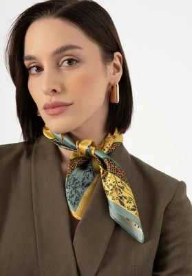 Damska wielokolorowa apaszka z jedwabiu beżowo - żółta Wittchen