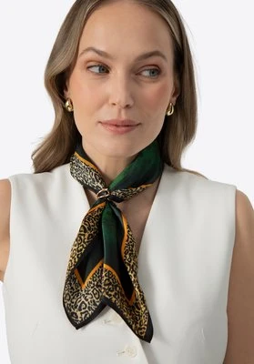 Damska wielokolorowa apaszka z jedwabiu zielono - złota Wittchen
