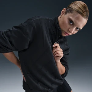 Damska wygodna bluza o kroju oversize z zamkiem 1/4 i logo Nike Collection - Czerń