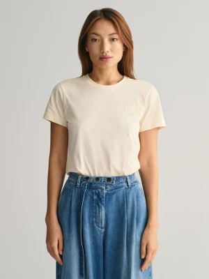 Damski beżowy bawełniany t-shirt regular fit GANT
