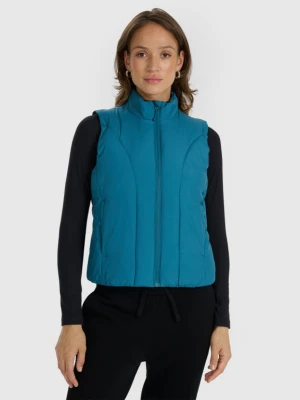 Damski bezrękawnik puchowy pikowany 4F 4FRAW25TVJAF294 - turkusowy