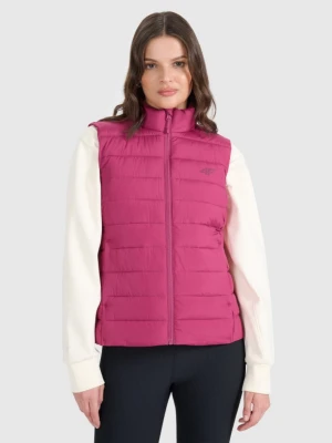Damski bezrękawnik puchowy pikowany 4F 4FWAW25TVJAF218 - różowy