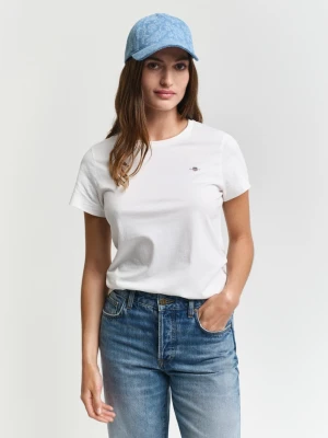 Damski biały bawełniany t-shirt regular fit GANT