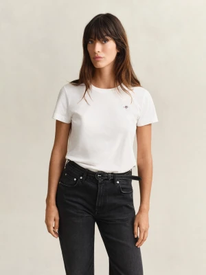 Damski biały bawełniany t-shirt regular fit GANT