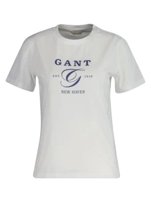 Damski biały t-shirt z krótkim rękawem regular fit GANT