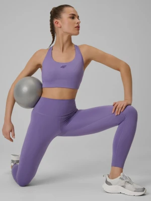 Damski biustonosz treningowy 4F 4FWSS26USBAF222 - fioletowy