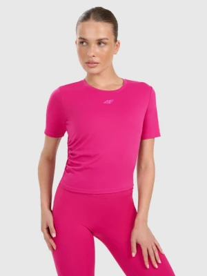 Damski crop top do jogi i pilatesu 4F 4FWAW25TFTSF1524 - różowy