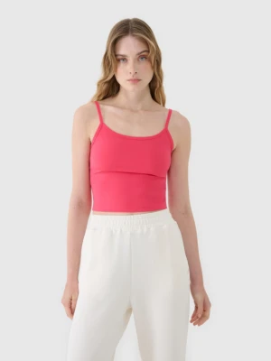 Damski crop-top na ramiączkach 4F 4FWSS25TSLEF127 - różowy