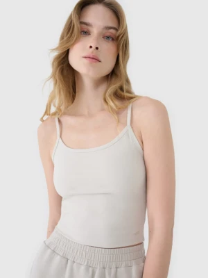 Damski crop-top na ramiączkach 4F 4FWSS25TSLEF127 - szary