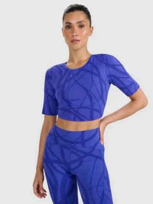 Damski crop top treningowy 4F 4FWAW25TFTSF1520 - niebieski