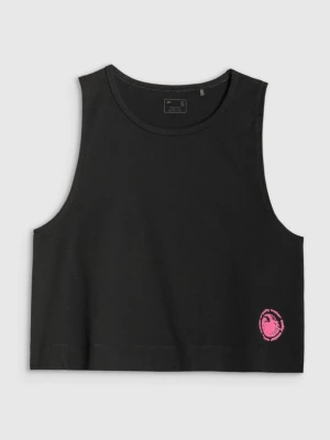 Damski crop top z nadrukiem 4F 4FWSS25TSLEF118 - czarny