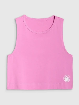 Damski crop top z nadrukiem 4F 4FWSS25TSLEF118 - różowy