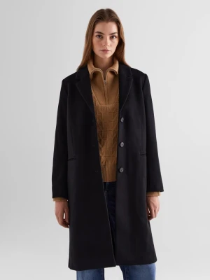 Damski czarny płaszcz wełniany o klasycznym kroju GANT