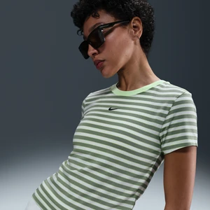 Damski dopasowany T-shirt w paski Nike Sportswear Chill Knit - Zieleń
