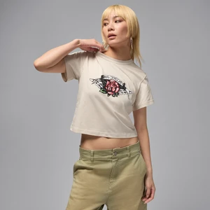 Damski dopasowany T-shirt z grafiką Jordan Flight - Brązowy