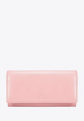 Damski duży portfel ze skóry z logo różowy Wittchen