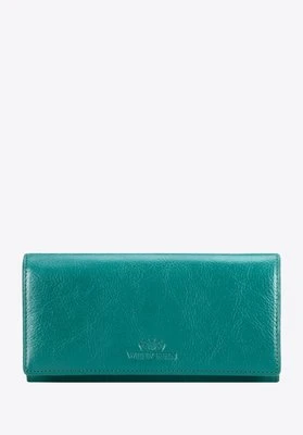 Damski duży portfel ze skóry z logo zielony Wittchen