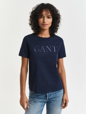 Damski granatowy t-shirt z krótkim rękawem GANT