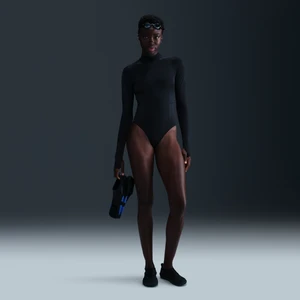 Jednoczęściowy damski kostium kąpielowy z długim rękawem Nike Swim Hydralock Fusion - Czerń