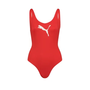 Damski jednoczęściowy strój kąpielowy PUMA Swim, Odzież, Czerwony,